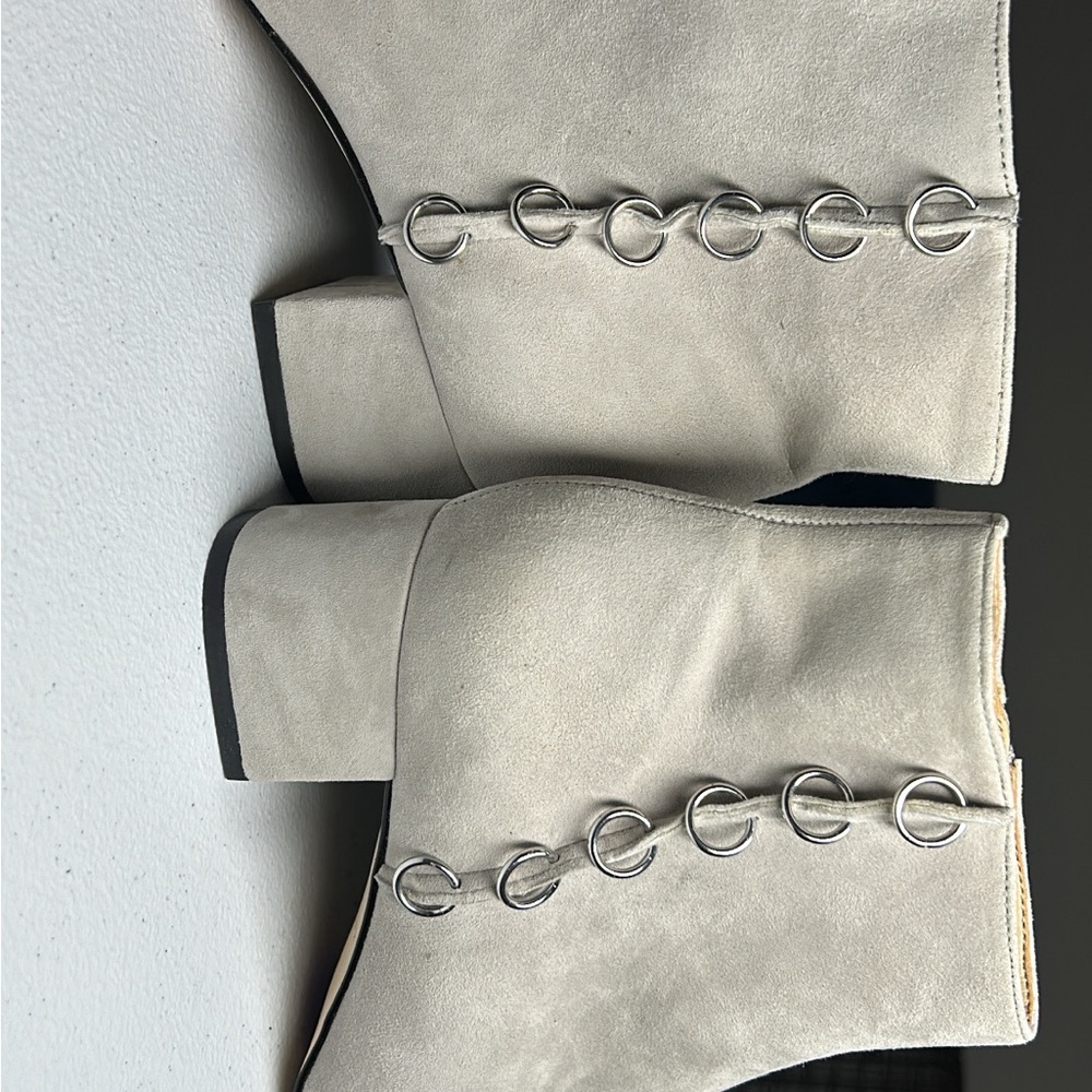 Katy Perry Collections Cream Ankle Booties with Block Heel - Picture 2 of 8